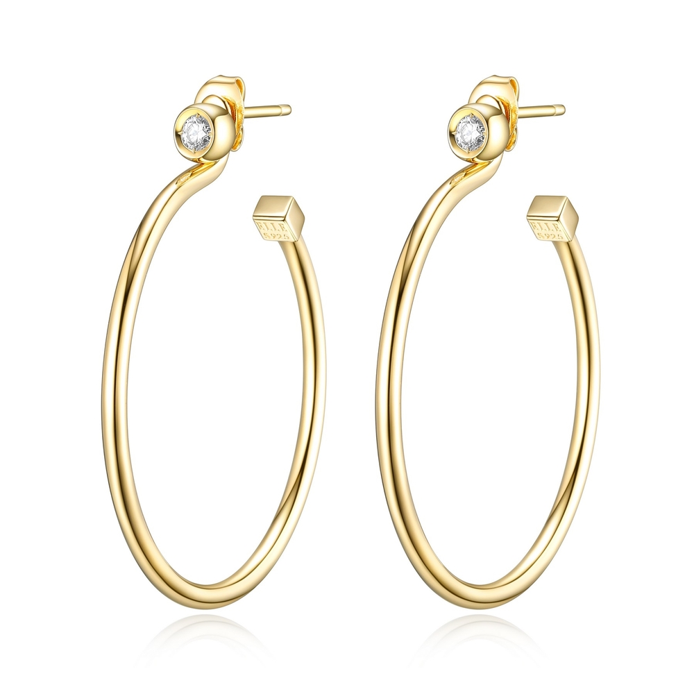 Golden silver hoop earrings - 32LCGZ0058 - Elle