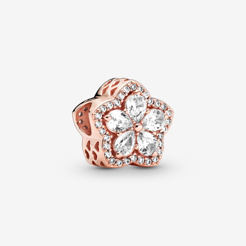 Bille pavée flocon scintillant, cz incolores pandora rose - 789224C01 - Pandora