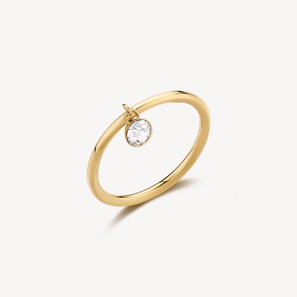 Bague symphonie, acier doré, cristal