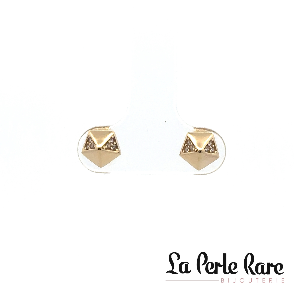 Boucles d'oreilles fixes or jaune 10 carats, zircons incolores - EDC01-6310-J - Exclusivités