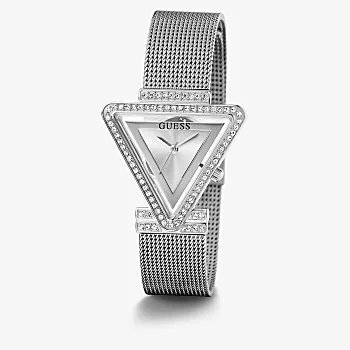 Stainless steel triangular watch, crystals - GW0508L1 - Guess