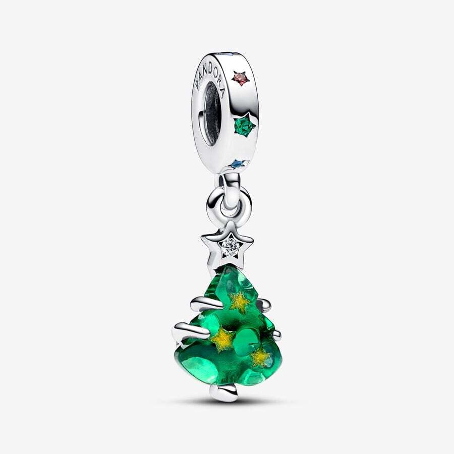 Bille sapin de Noël scintillant, argent, zircons et cristaux multicolores, émail - 792983C01 - Pandora