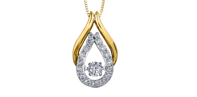 Pendentif or 2 tons (jaune/blanc) 10 carats, 25 points de diamants total, certificat - AM299Y25 - Corona