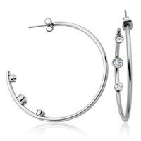 Steel hoop earrings with zirconium for women