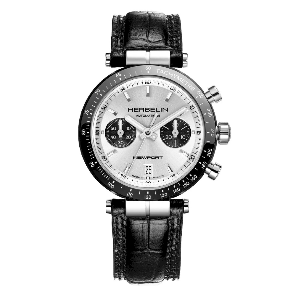 Montre automatique, cuir noir, acier inoxydable - 256ACN42 - Herbelin