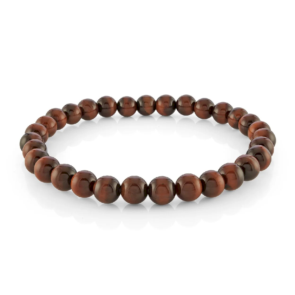 Expandable 6mm Red Tiger's Eye Bracelet - BB-21-6MM-M - Italgem Steel