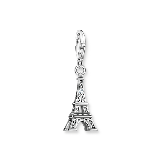 Breloque tour Eiffel, argent, zircon