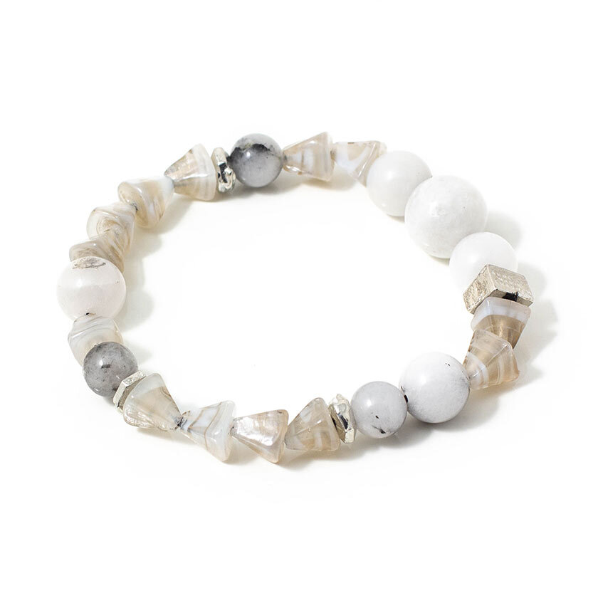 Bracelet étain, verre, quartz - ITZA-BRUME - Anne-marie Chagnon