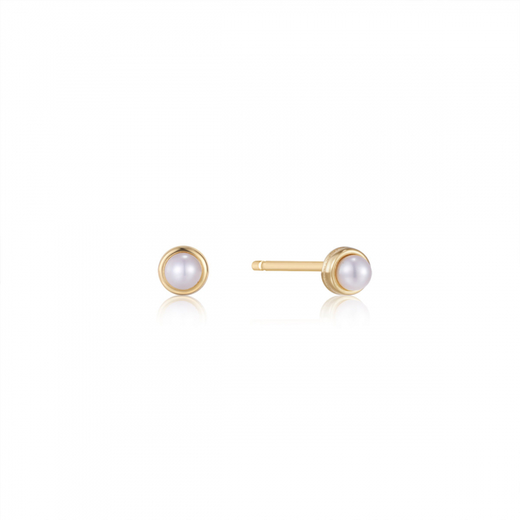 Stud earrings in gold-plated silver with pearls - E043-01G - Ania Haie