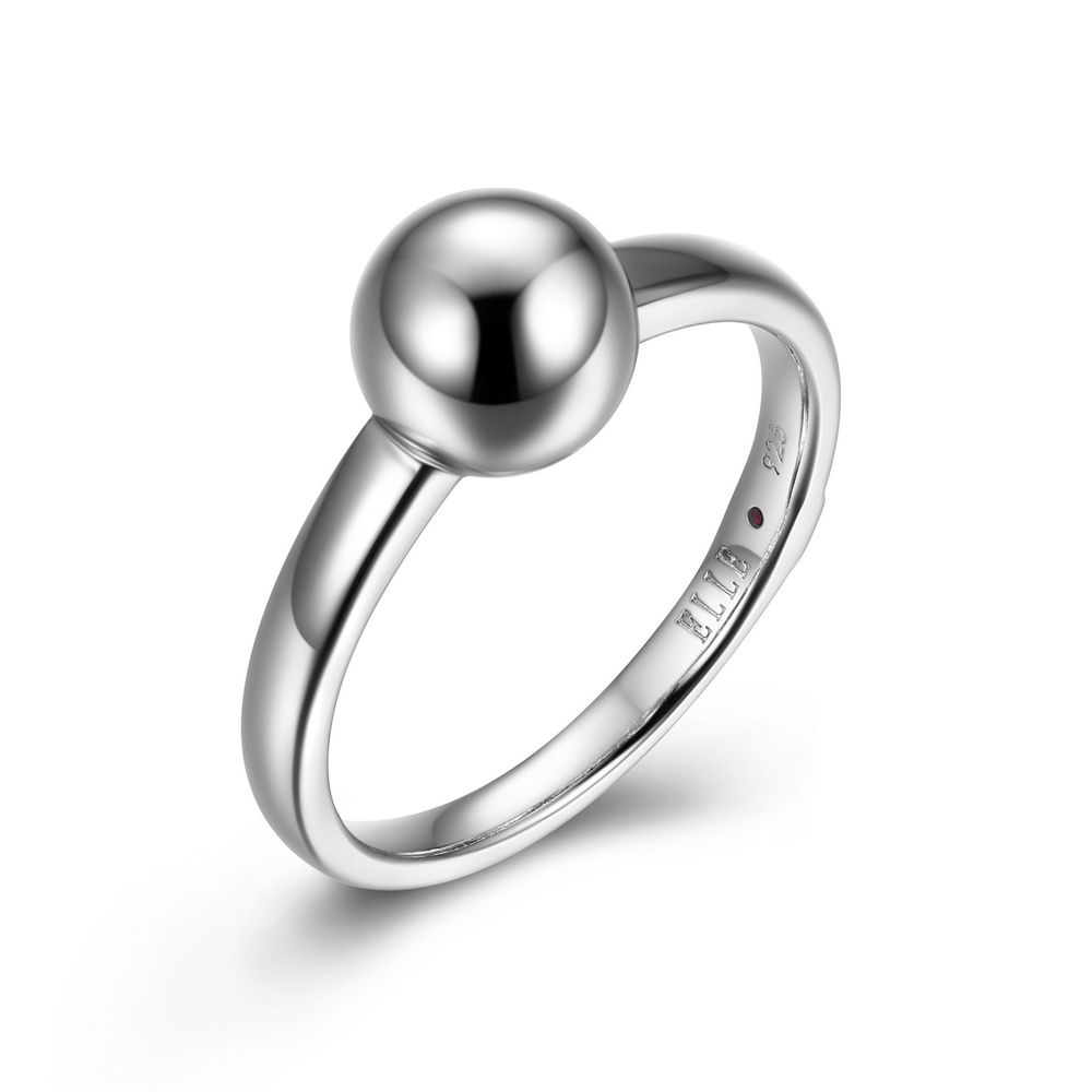 Rhodium-plated silver, bead ring - R4LABUA0-AG - Elle