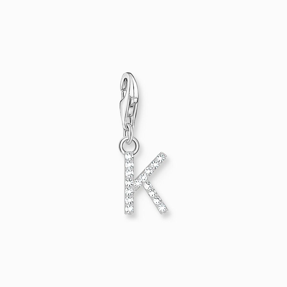 Charm lettre k, argent, zircons