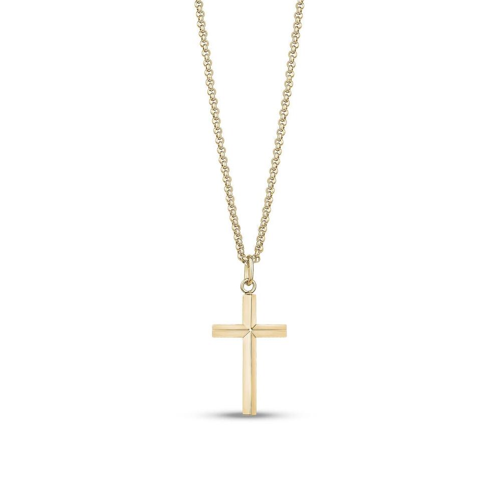 Pendentif croix, acier doré - ZW-P09-17 - Arz Steel