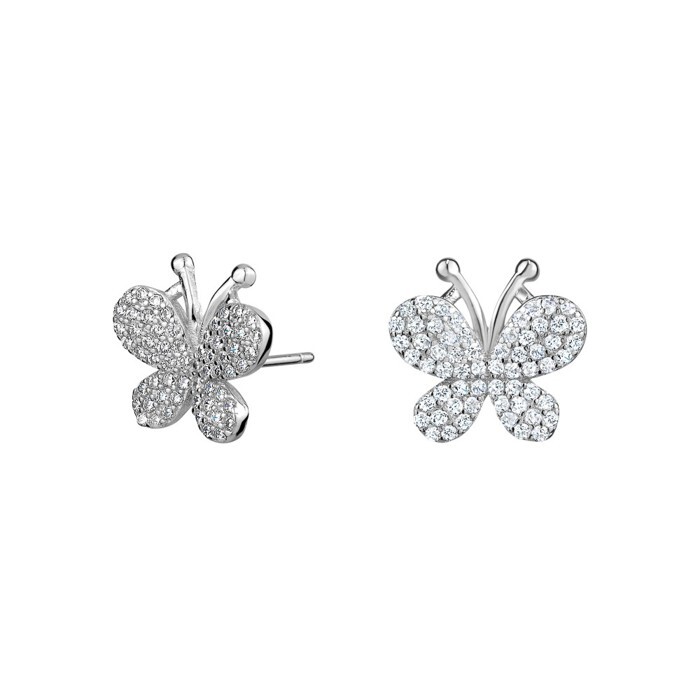 Bo fixes papillons, argent, zircons