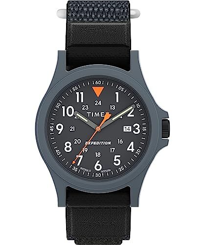 Montre nylon gris/noir, fond gris