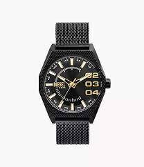 Black stainless steel watch with gold numerals - DZ2194 - Diesel