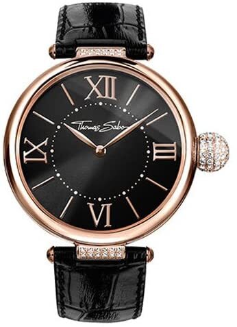 Montre femme karma cuir noir acier rosé - WA0259-213-203 - Thomas Sabo