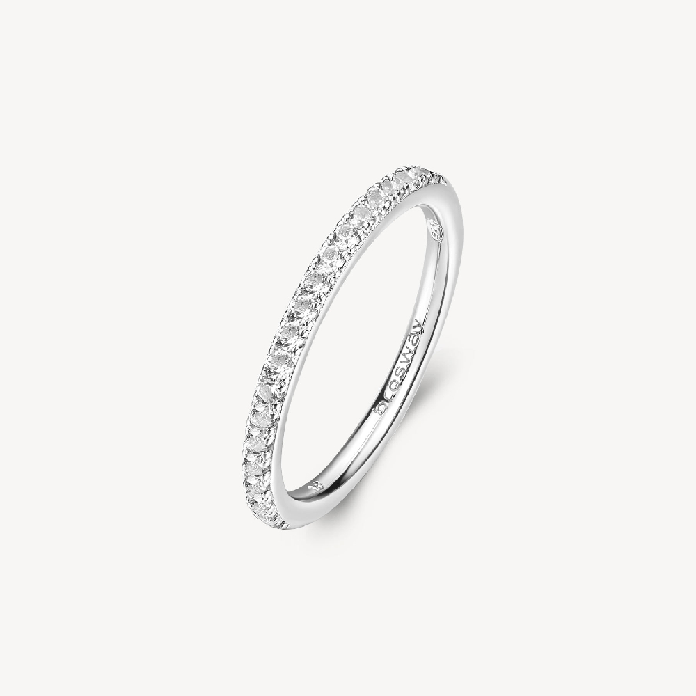 Rhodium-plated sterling silver semi-eternity band with colorless cubic zirconia - FIW74-7 - Brosway Italia