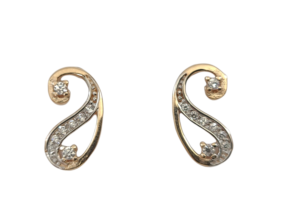 2 tones gold fixed earrings (pink/white), zirconia - EOZ-1217-2TR - Exclusivity