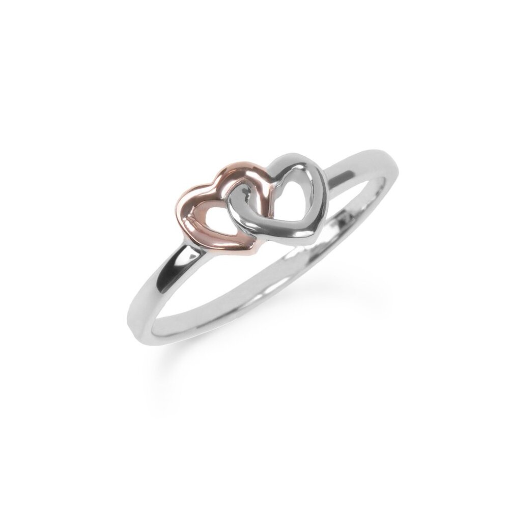 Bague coeur synchronicité, acier 2 tons (blanc/rose) - T220R006ARRO-5 - Mia