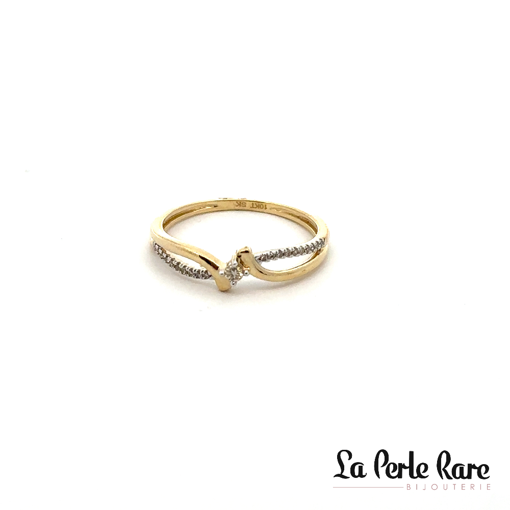 Bague or jaune 10 carats, 8 points de diamants total - SKR40363-08 - Exclusivités