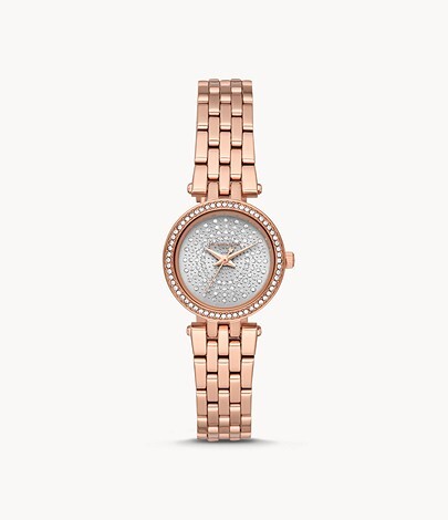 Montre femme acier rosé et zircons