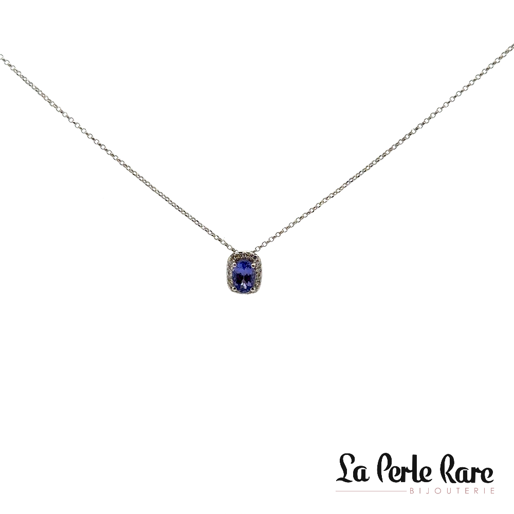 Pendentif or blanc 14 carats, tanzanite, 8 points de diamants total - 7535TZN4WYA11 - Exclusivités