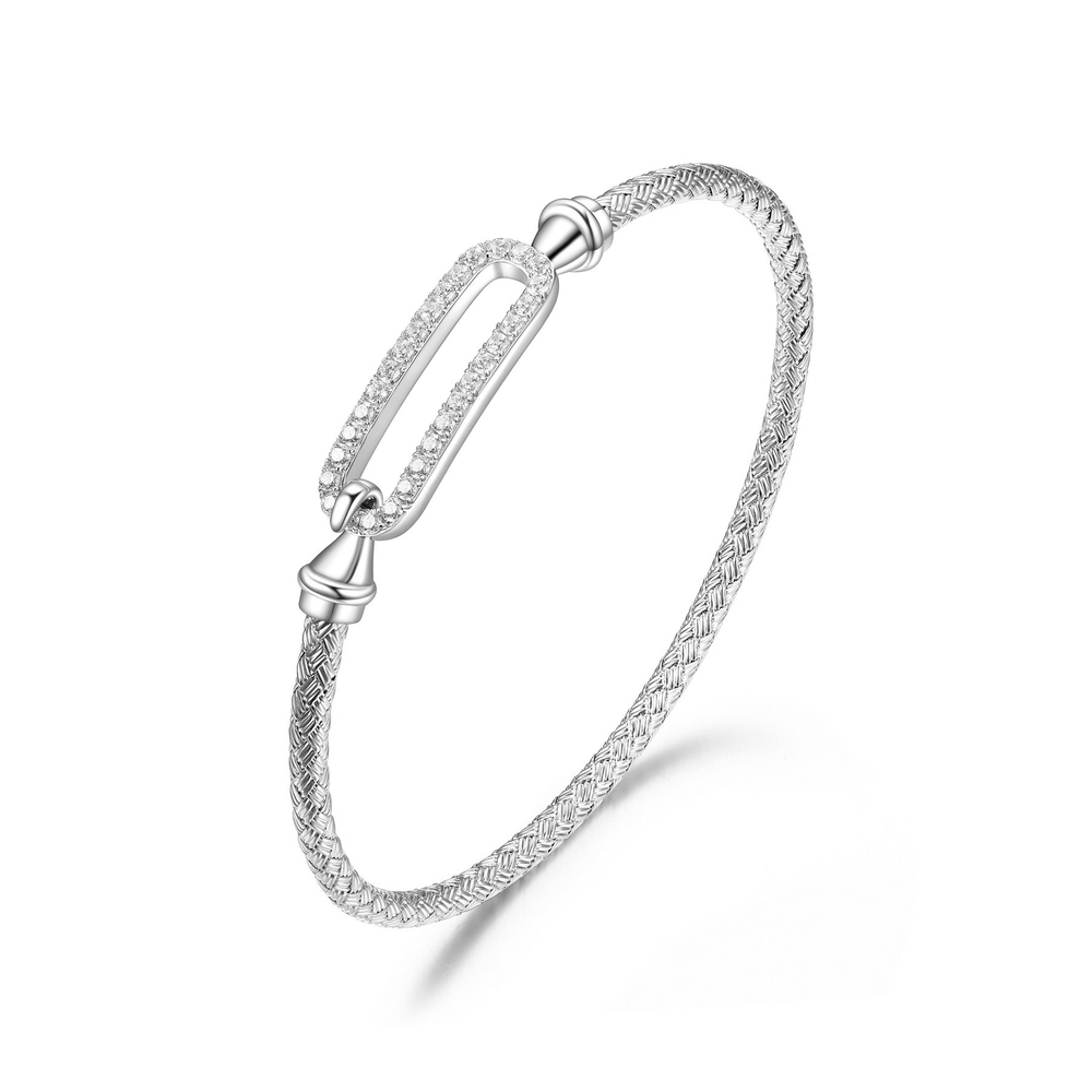 Bracelet rigide, argent rhodié, zircons - R1Q1AF008Z - Charles Garnier Paris