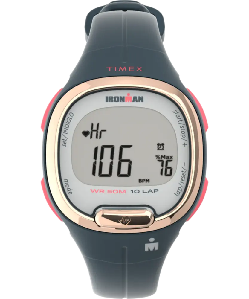 Montre ironman transit digital, silicone gris, acier rosé