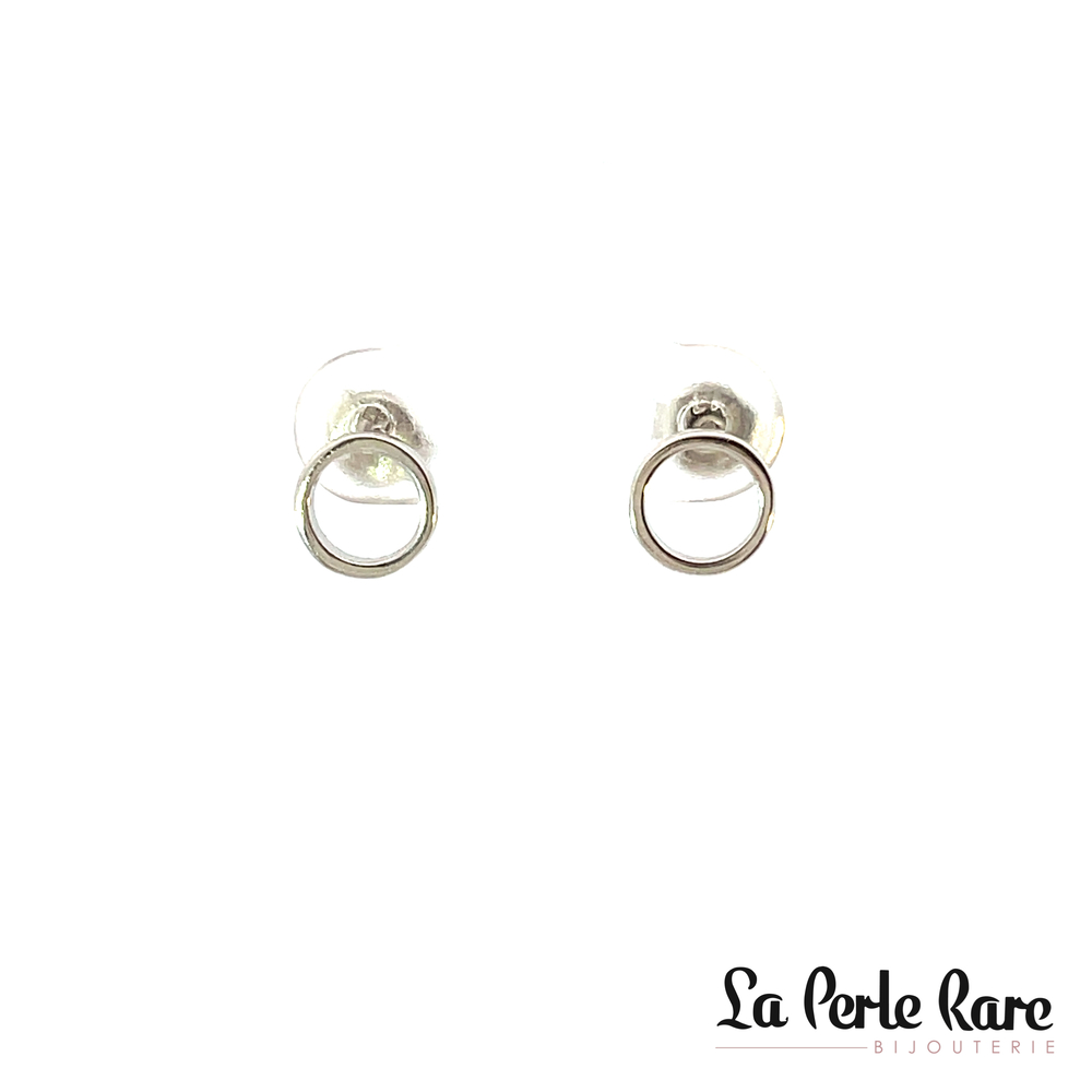 Plain white gold round fixed earrings - EAS-5703-B - Exclusivity