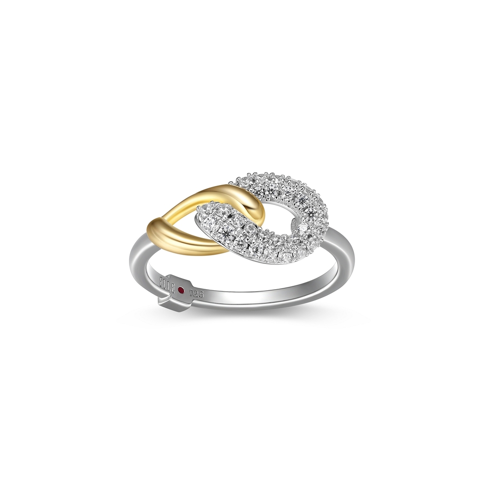 Bague argent 2 tons (blanc/jaune), zircons