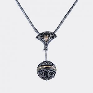 Pendentif bali en argent et or 18 kt