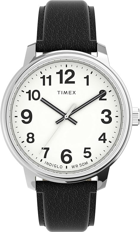 Montre pour homme facile a lire, bracelet de cuir noir - tw2v21200gp - Timex