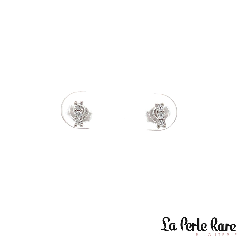 White gold fixed earrings with zirconium - 10839-1B - Exclusivity