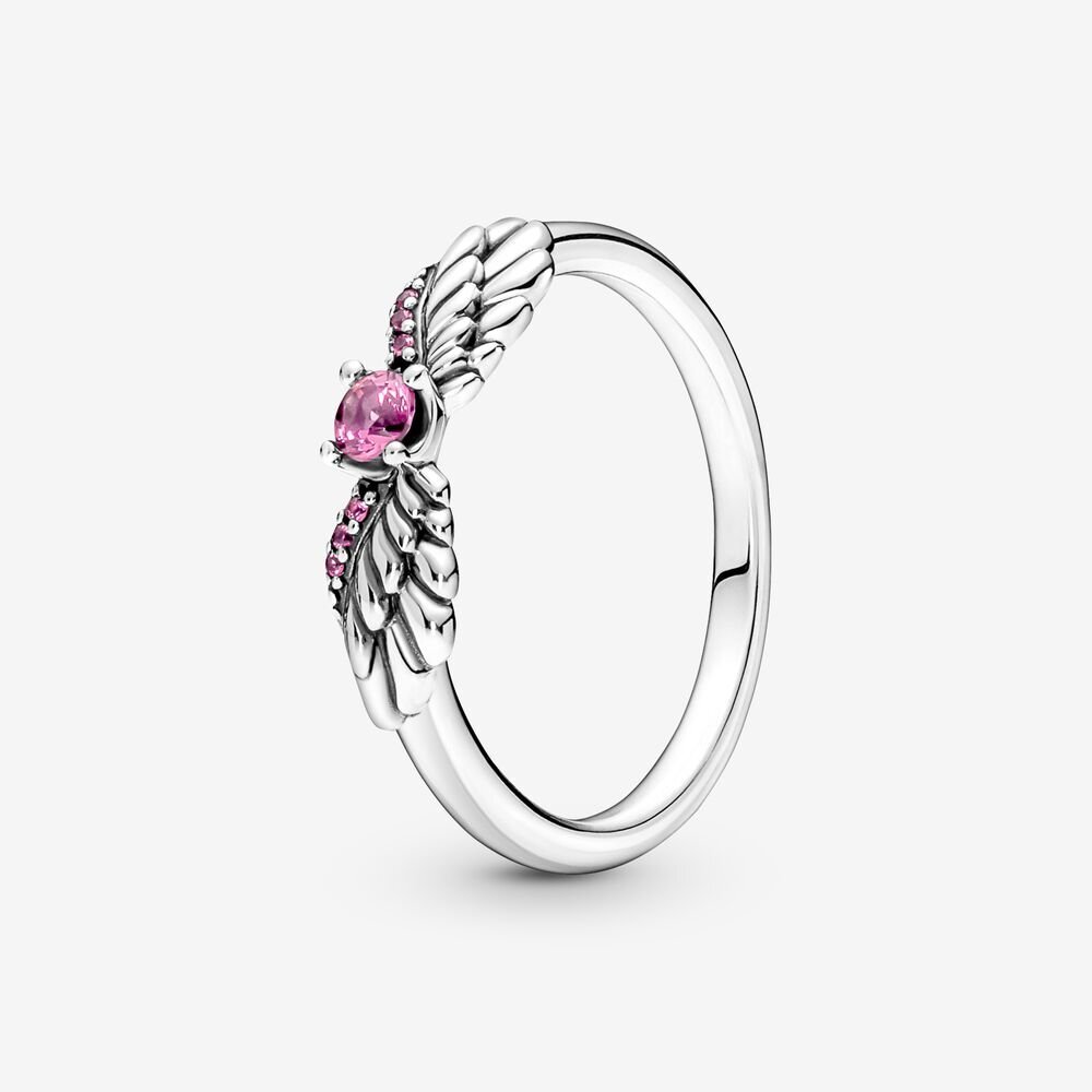 Bague ailes d'ange scintillantes, argent, cristal rose - 198500C02-50 - Pandora