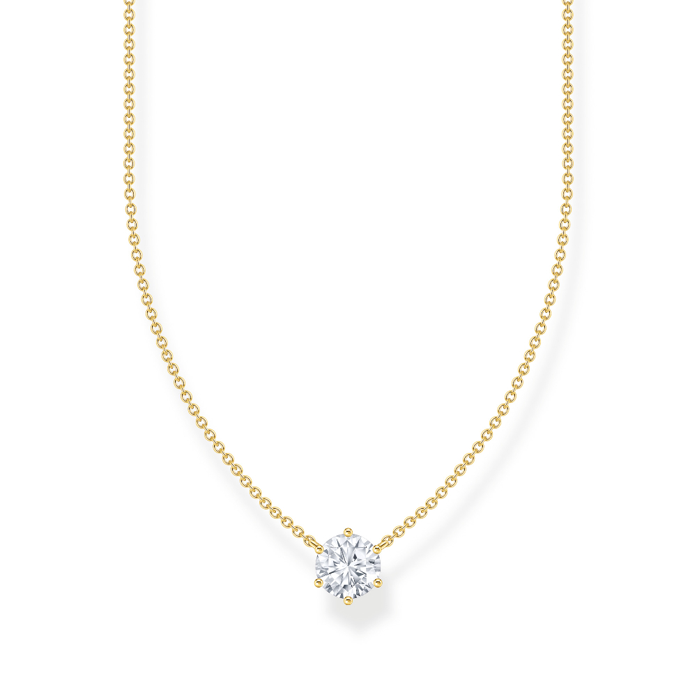 Collier solitaire, argent doré, zircon - KE2210-414-14-L45V - Thomas Sabo