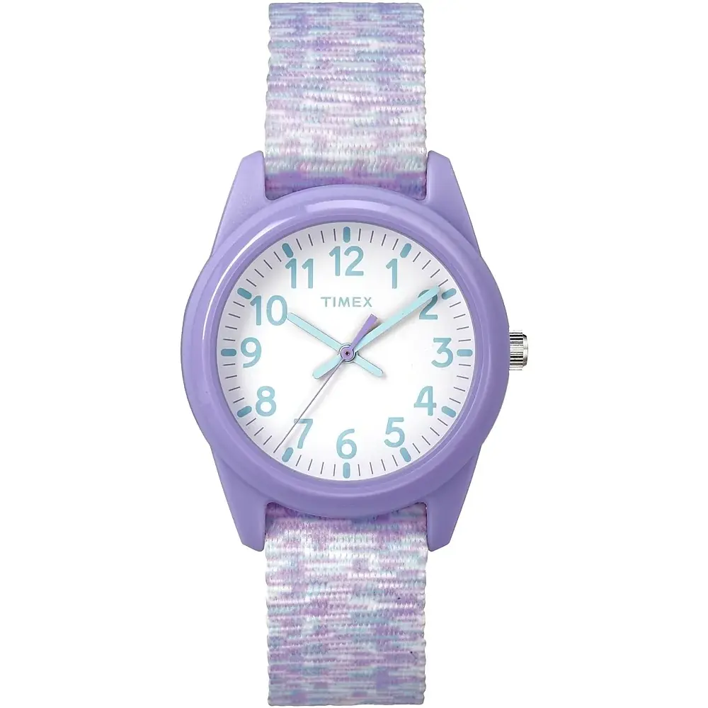 Montre nylon multicolore, plastique mauve