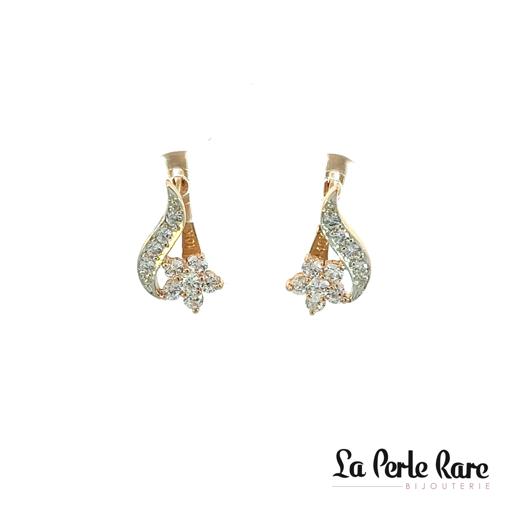 Pink gold earrings with flowers and zirconium - MOZ-41-R-BO - Exclusivity