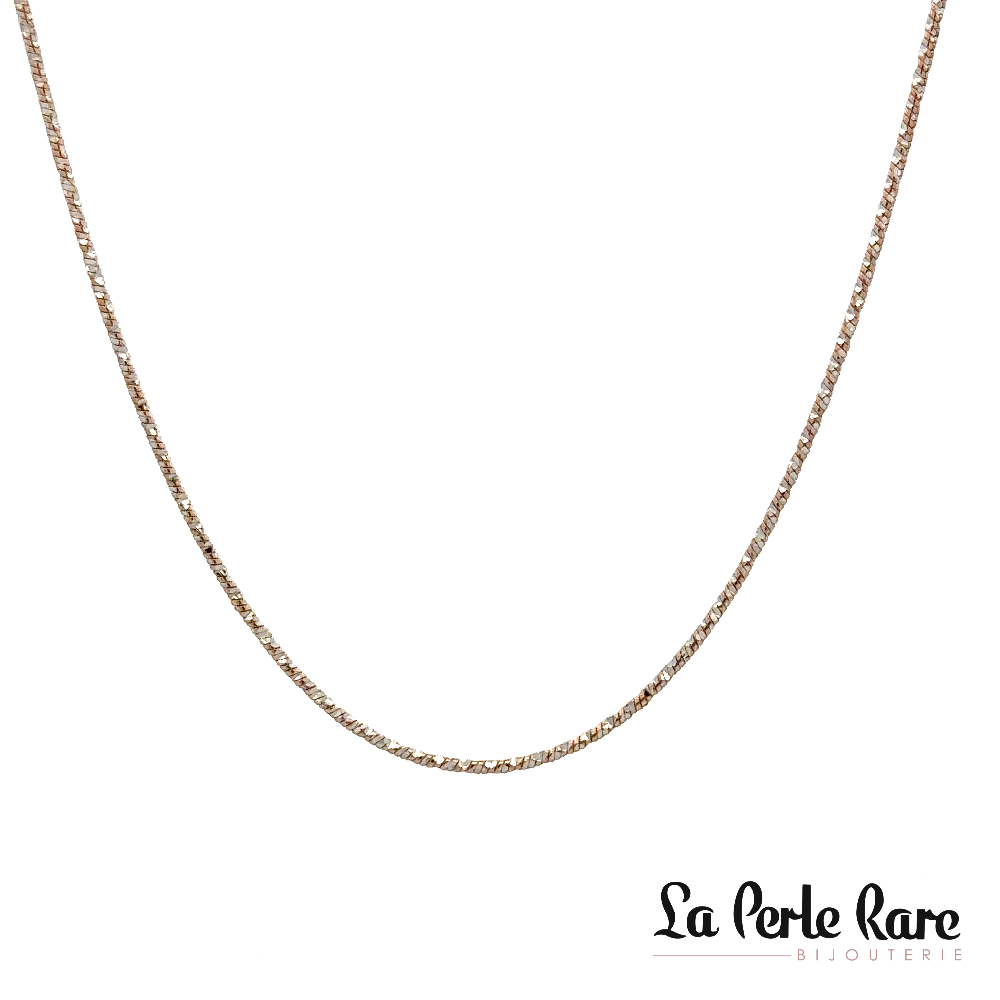 Chaîne or 2 tons (rose/blanc) 10 carats - LPR-2495-16 - Exclusivité