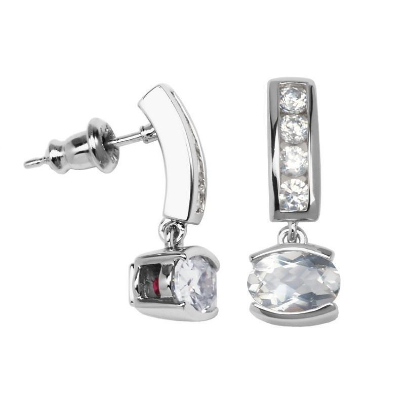 Silver and zirconium dang. earrings - 62L1430000 - Elle