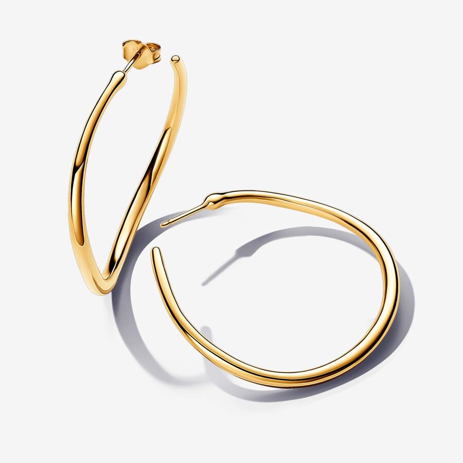 Unique metal plated with 14-karat gold open hoop earrings - 263299C00 - Pandora