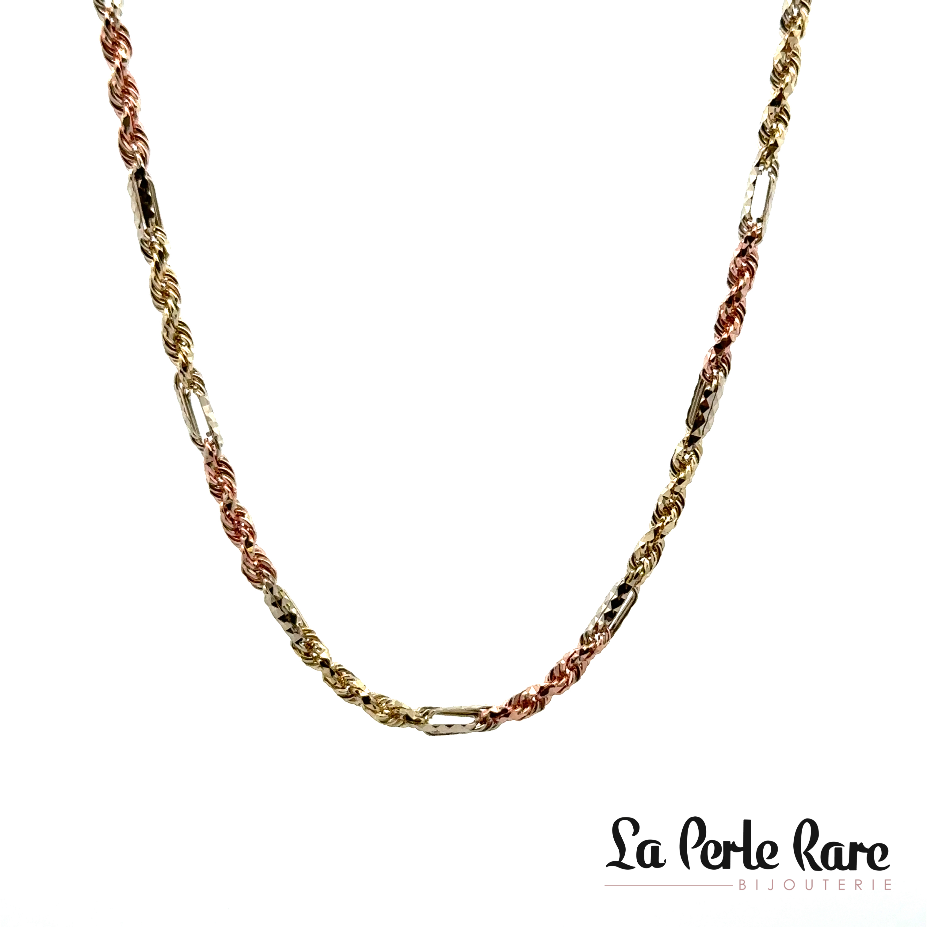  tri-tone rope gold chain (yellow/white/rose) - LPR-2322-18 - Exclusivity