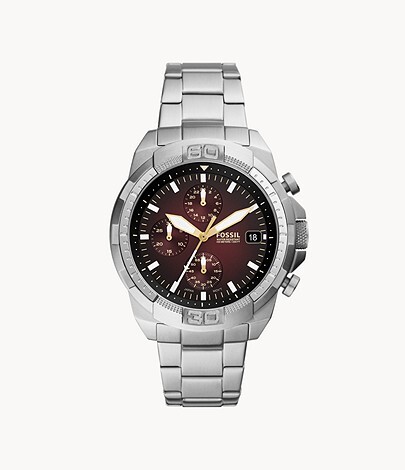 Montre acier, fond rouge - FS5878 - Fossil