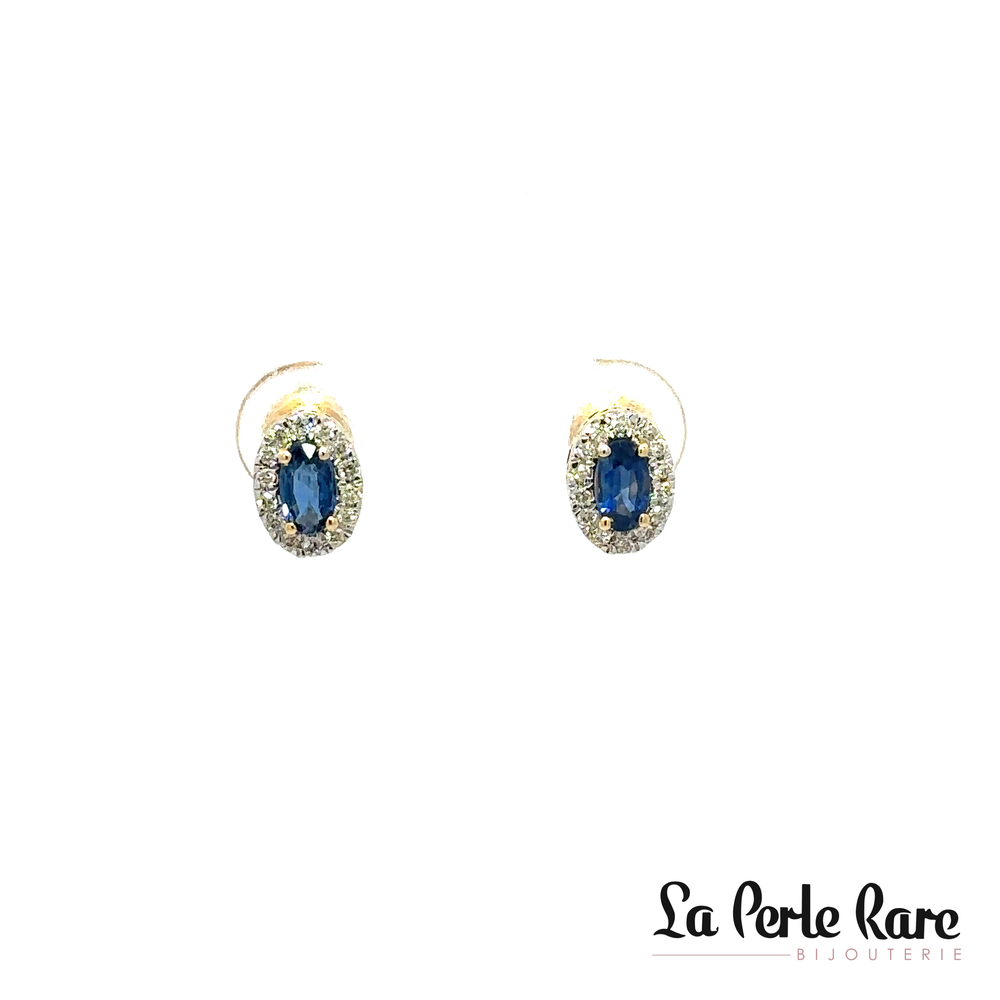 Boucle d'oreille saphir et 14 points diamants - SKE31972SAB - Exclusivités