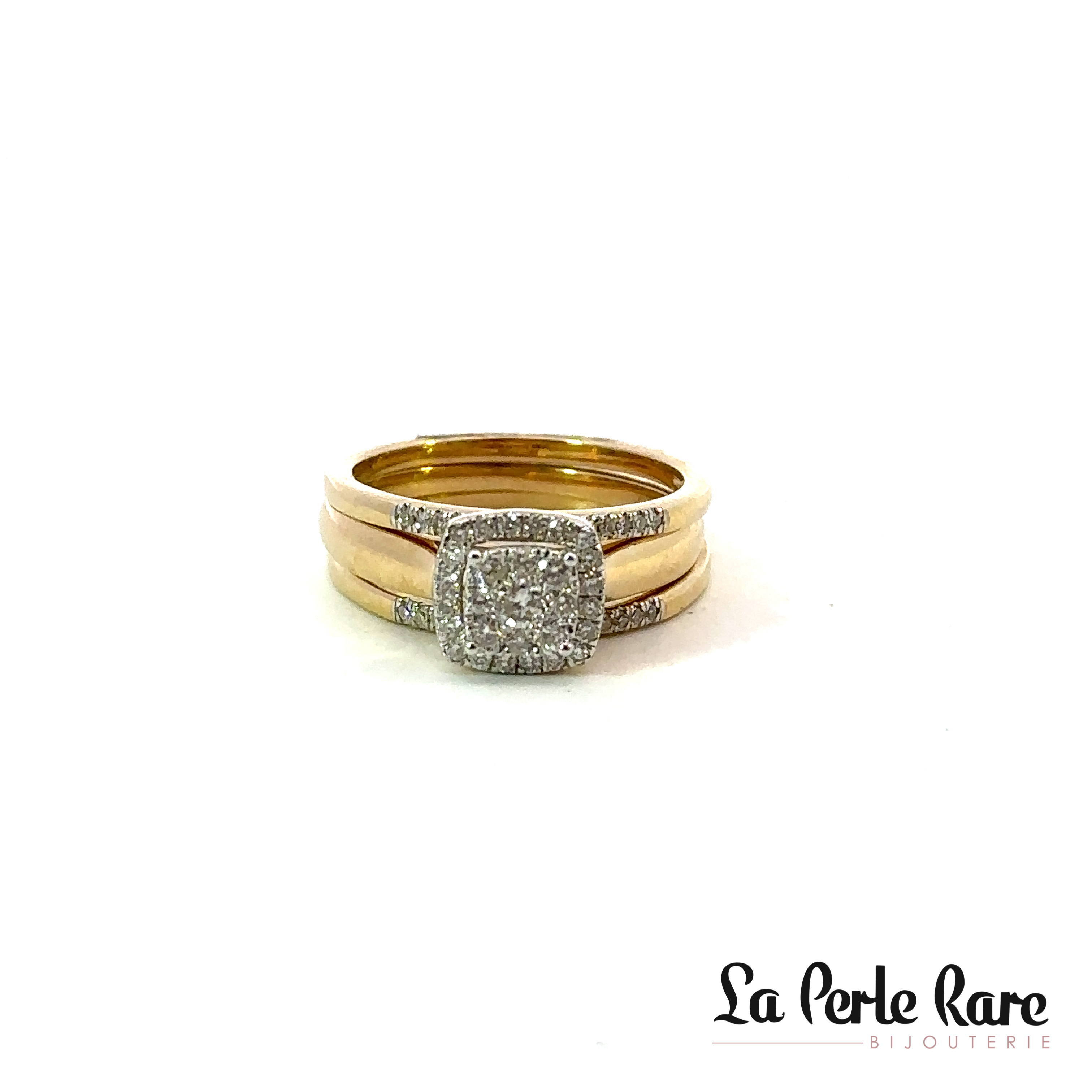 Set of yellow gold wedding bands with a total of 40 points of diamonds - SKR19767-40J - Exclusivity