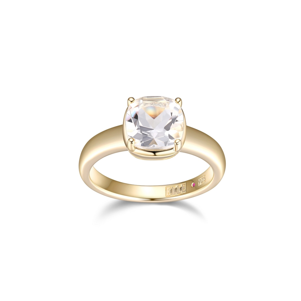 Bague solitaire argent doré, quartz - 34LAF5CFA8 - Elle