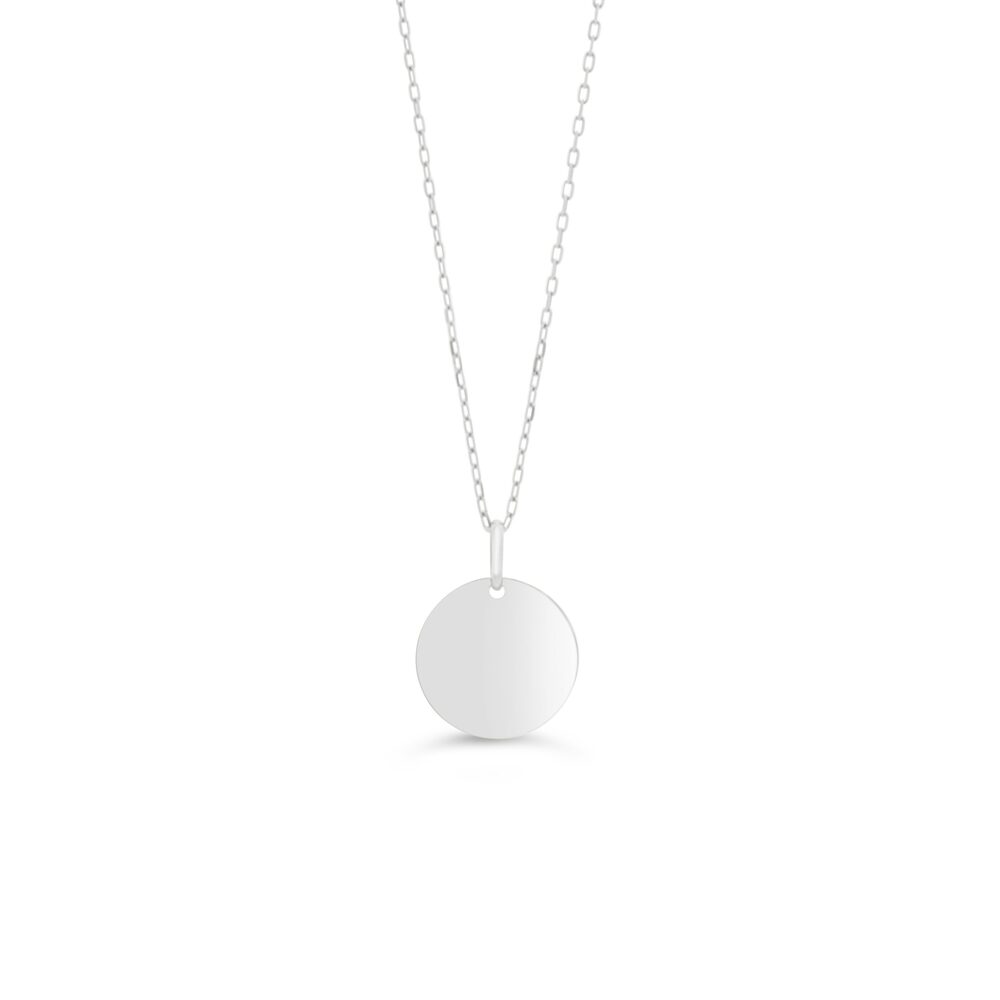 Pendentif rond gravable or blanc - 6167M - Exclusivités