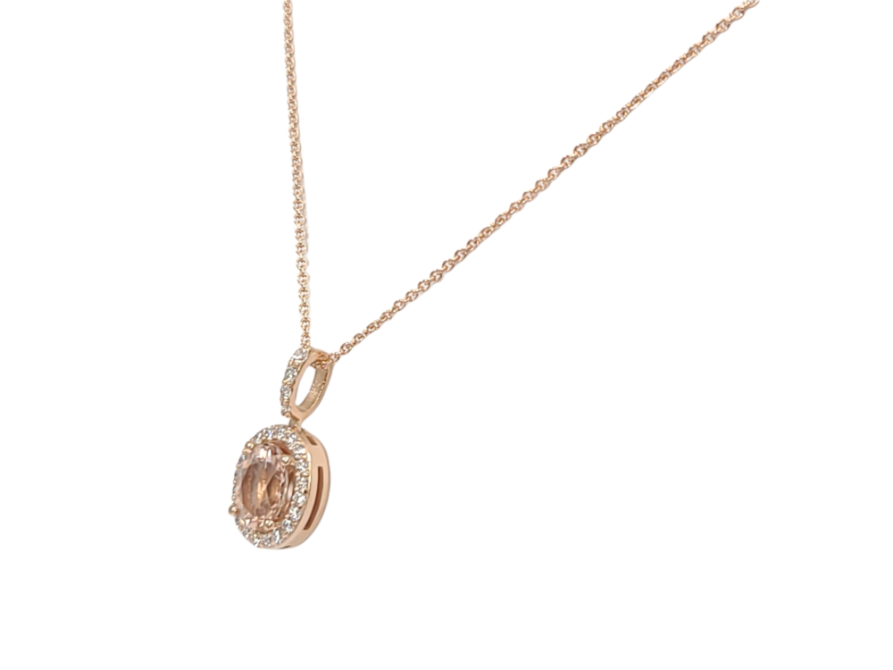 Collier or rose, morganite, 28 pts dia tot - CP3124MG - Exclusivités