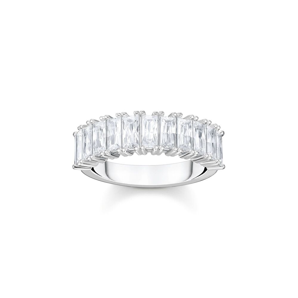 Bague blanche en argent pavé 