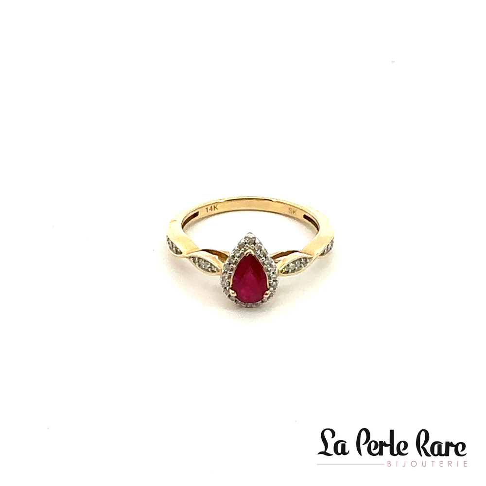 Bague or jaune, rubis, 10 pts dia tot - SKR33531-10RD - Exclusivités