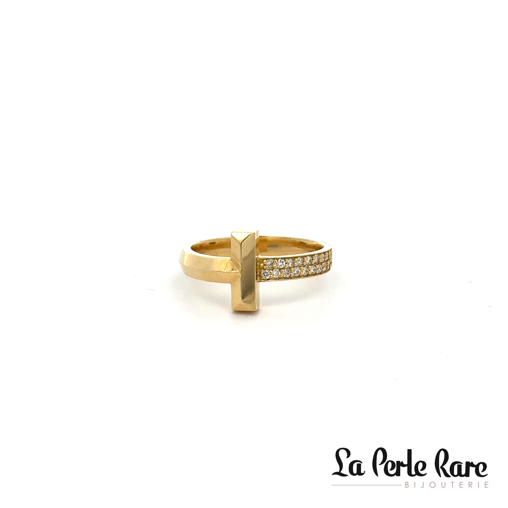 Yellow gold ring, total of 16 diamond points - LPR-2148 - Exclusivity